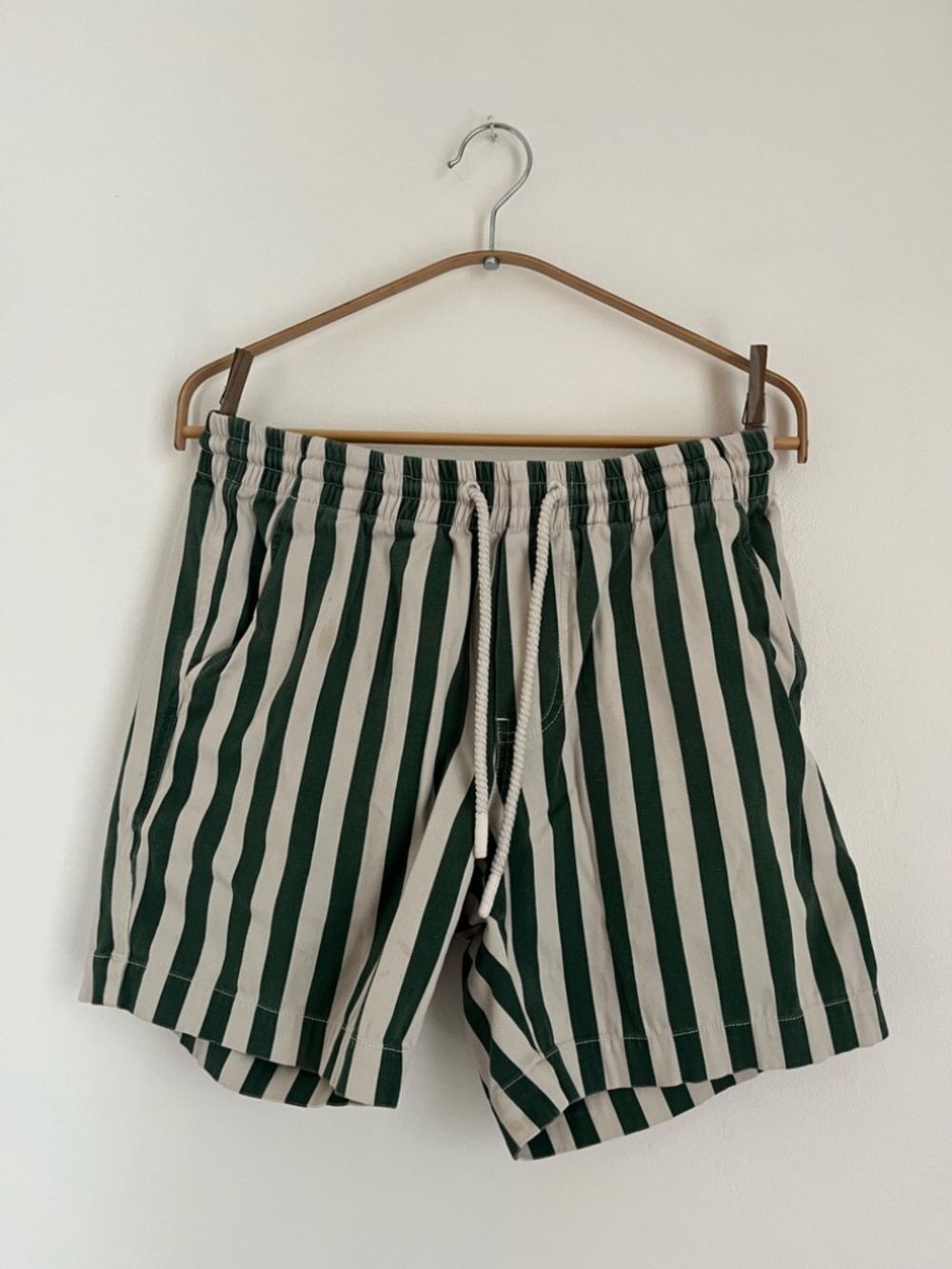 Men Cotton Shorts White/Green XS Le 31